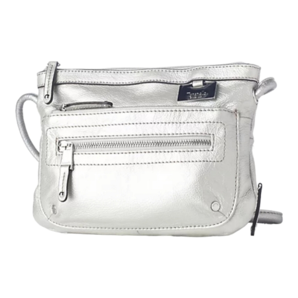 Tignanello Silver Pebble Leather Crossbody Bag - Picture 3 of 6